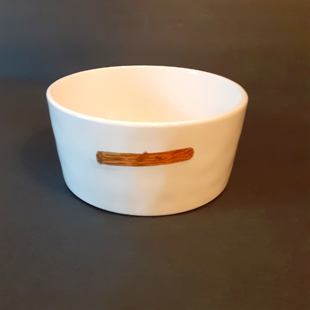 RAE DUNN - Magenta Graphic Stick Farmhouse "WOOF" Dog Ceramic Food/Water 6" Bowl